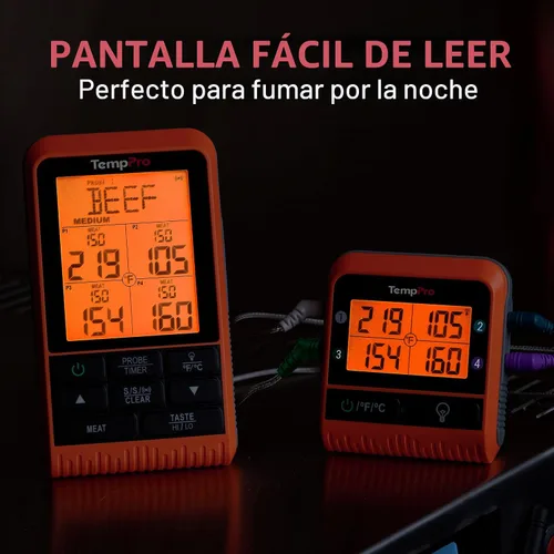 Vista 8 de ThermoPro TP829 - Termómetro inalámbrico de carne digital de 1000 pies para asar y ahumar, 4 sondas de carne, termómetro de parrilla para parrilla