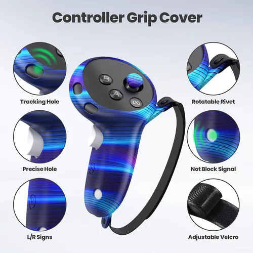 Vista 4 de Silicone Cover Set Compatible with MetaOculus Quest 3, VR Silicone Face Cover, VR Shell Cover,Touch Controller Grip Cover,Camera Lens Protector Set