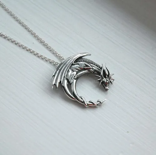 Vista 2 de Caiyao Collares de dragón de hielo y fuego vintage Targaryen dragón colgante collares para mujeres y niñas joyería