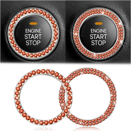Vista 14 de Calcomanías de anillo de arranque de motor con diamantes de imitación de cristal, paquete de 2 unidades, cubierta / calcomanías para botón de Doble
