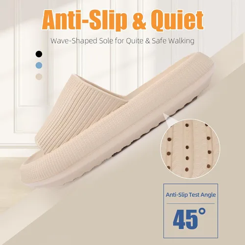 Vista 4 de 2 pares pantuflas de nube para mujeres y hombres, masaje ducha, baño, antideslizantes, de secado rápido, puntera abierta, suela gruesa súper suave