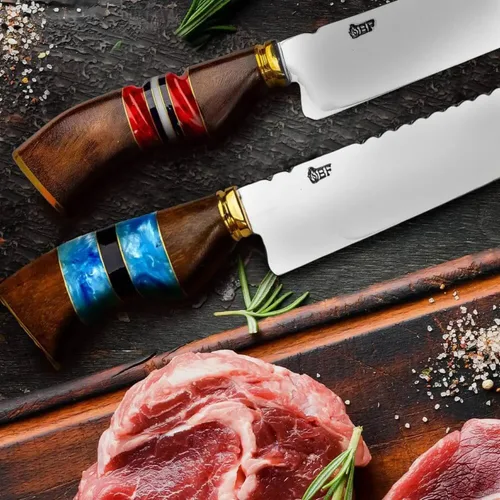 Vista 8 de Chef Versátil Cuchillo tradicional de acero inoxidable (12.0 in), color rojo