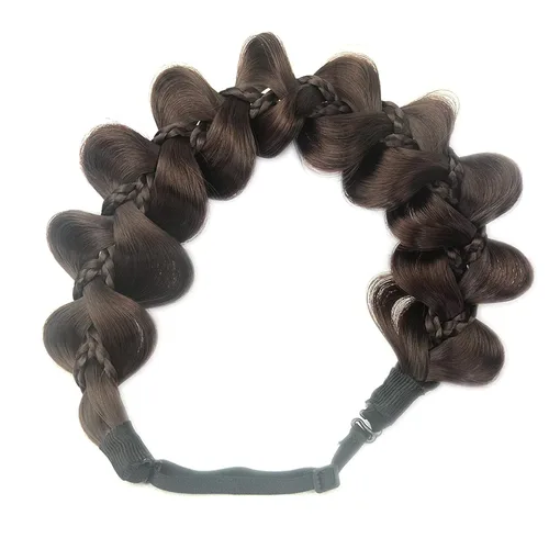Vista 25 de Diadema clásica de cabello sintético trenzado de 5 hebras, trenzas gruesas y anchas, extensión de cabello con elástico para mujeres y niñas