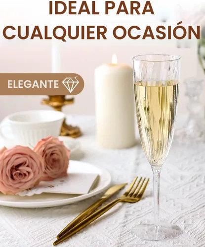 Vista 3 de Copas de Champán de Plástico, 36 PCS Copas de Vino Desechables Transparentes Vasos de Cóctel de Plástico Reutilizables para el Hogar Vida Diaria