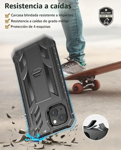 Vista 5 de SOiOS - Funda para iPhone 13, 14 y 15, con protector de pantalla integrado, color negro