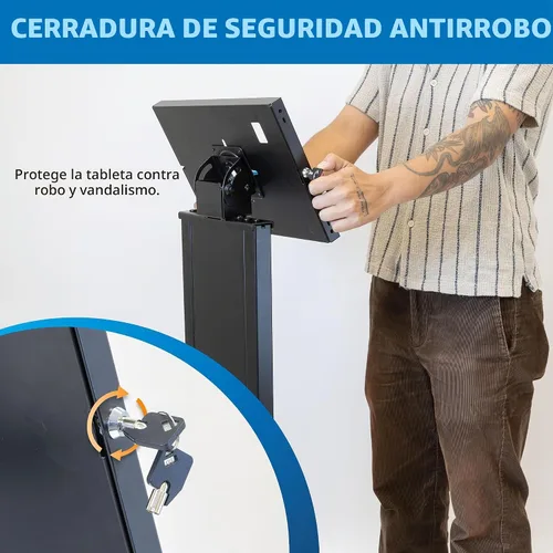 Vista 3 de Mount-It! Soporte de tablet antirrobo para piso y quiosco, quiosco de piso comercial con recinto universal, soporte de montaje de tablet