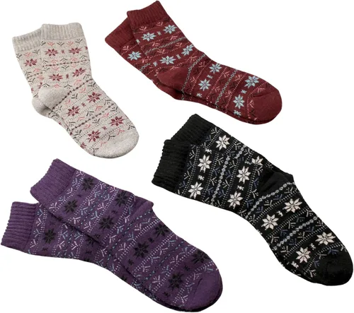 Vista 4 de 4 pares de calcetines de lana de moda para mujer de invierno atlético para senderismo mediados de pantorrilla