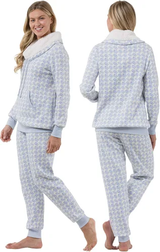 Vista 2 de PajamaGram Conjuntos de pijama para mujer, pijama de invierno para mujer, cuello redondo de oveja