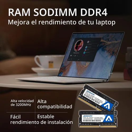 Vista 2 de Acclamator DDR4 RAM 16GB Kit (2x8GB) 3200MHz PC4-25600 CL22 1.2V SODIMM