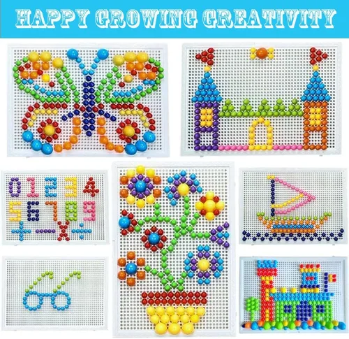 Vista 7 de Rompecabezas de 592 piezas de uñas de hongos de colores mixtos, ladrillos de construcción educativos, juguetes creativos de bricolaje, juegos 3D