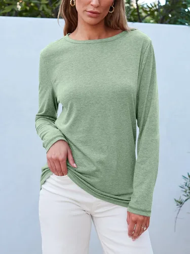 Vista 14 de SUNBS Paquete de 3 camisas de manga larga para mujer, ajuste holgado, ropa de otoño, ropa de moda 2025, camisetas básicas de entrenamiento, trajes