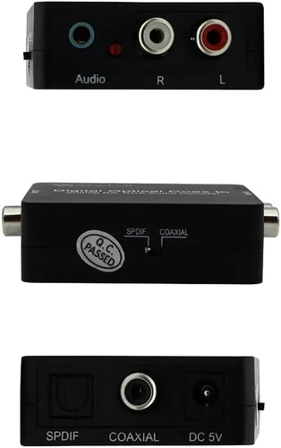 Vista 8 de Wiistar decodificador de fibra óptica con soporte AC3/DTS/Dolby Toslink coaxial digital a audio analógico izq./der. 3.5mm