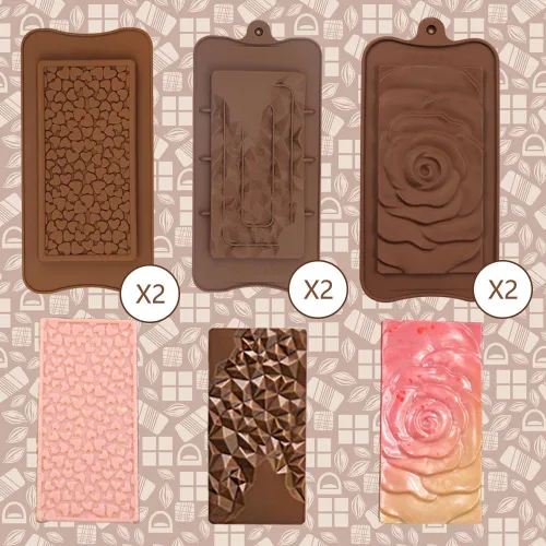 Vista 3 de 6 moldes de silicona para chocolate, moldes de barra de caramelo, moldes de barra de chocolate de silicona antiadherente de grado alimenticio