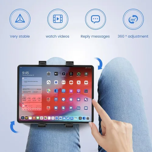 Vista 4 de OHLPRO Pilot Kneeboard para iPad y tabletas de 7 a 11 pulgadas, paquete de 2 correas elásticas mejoradas para un ajuste seguro en el muslo, ángulos