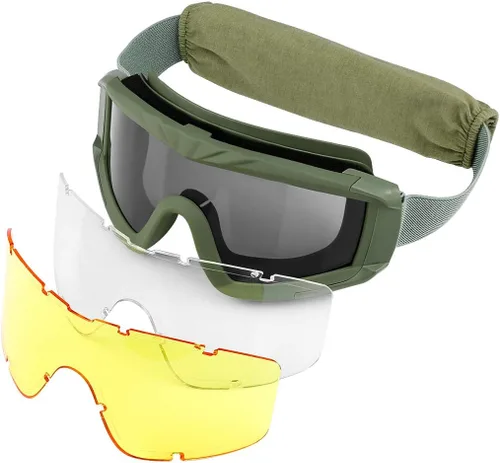 Vista 8 de xaegistac Gafas de Airsoft Tácticas de Seguridad, Gafas Anti Vaho para Caza y Ciclismo Verde Armada (ArmyGreen)
