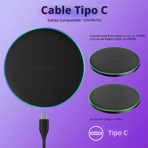 Vista 7 de Cargador inalámbrico compatible con iPhone 16 15 14 13 12 11 Pro Max/Mini/Plus/XR/X/8, alfombrilla de carga rápida inalámbrica de 15 W máx