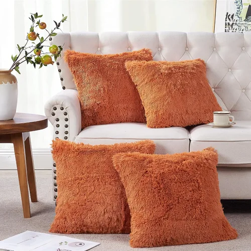 Vista 10 de Home Soft Things Fundas de almohada lanuda 2 piezas, naranja quemado, 14 x 26 pulgadas, cálida y acogedora funda de almohada decorativa de felpa