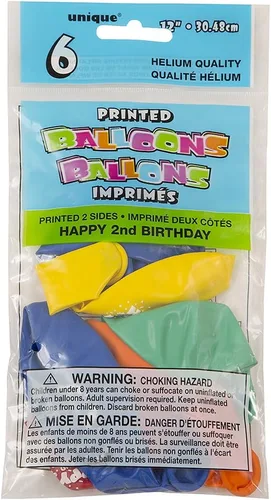 Vista 2 de Globos de látex de 12 pulgadas para el segundo cumpleaños, 6