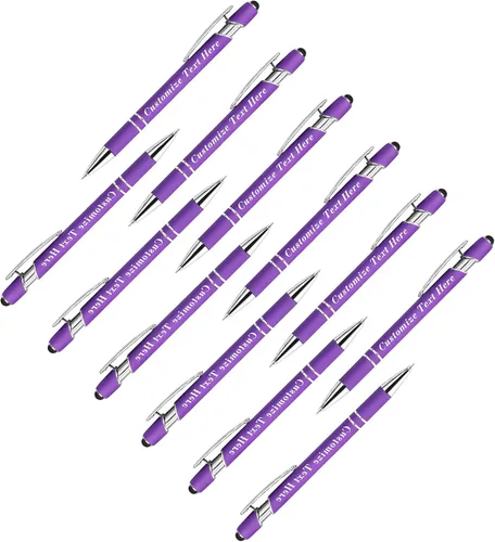 Vista 140 de Bolígrafos personalizados a granel con punta de lápiz capacitivo, 12 bolígrafos personalizados con logotipo de mensaje con nombre, bolígrafos