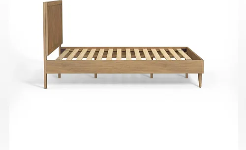 Vista 5 de eLuxurySupply Base de cama Queen con cabecero, cama de plataforma de madera de mango, diseño resistente de perfil bajo, cabecero ajustable