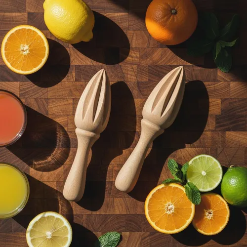 Vista 5 de Exprimidor de cítricos de madera y limón – Exprimidor manual manual de cítricos/naranja Herramienta exprimidora de frutas portátil para el hogar
