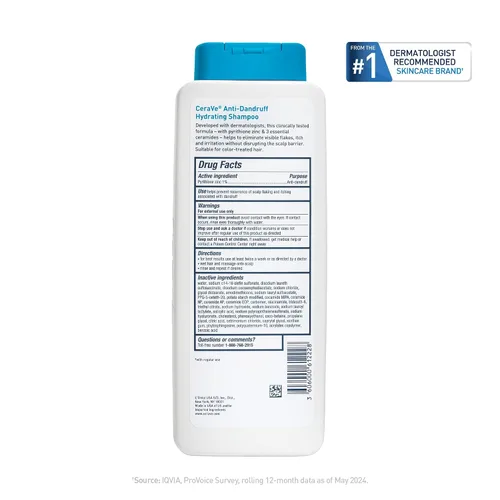 Vista 10 de CeraVe Champú hidratante anticaspa, tratamiento de caspa de zinc piritiona al 1% con ceramidas, niacinamida y ácido hialurónico, ayuda a eliminar