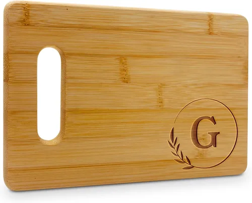Vista 13 de On The Rox Tablas de cortar con monogramas, 9 x 12 pulgadas, tablero de bambú grabado personalizado de la A a la Z (A) – Tabla de cortar de madera