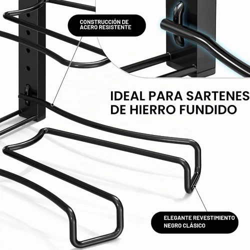 Vista 5 de SIMPLE HOUSEWARE Organizador de sartenes de altura ajustable con 5 compartimentos, color negro