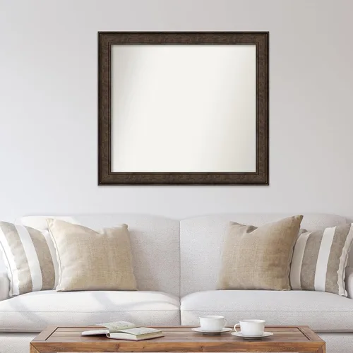 Vista 926 de Amanti Art Espejo de pared personalizado no biselado (25 x 25 pulgadas), marco de bronce acentuado, varios tamaños personalizados, espejo de baño