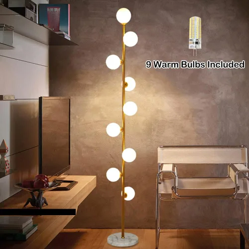 Vista 2 de Hsyile Lighting KU300198 Lámpara de pie elegante y acogedora moderna creativa para sala de estar, dormitorio, oficina, 9 luces