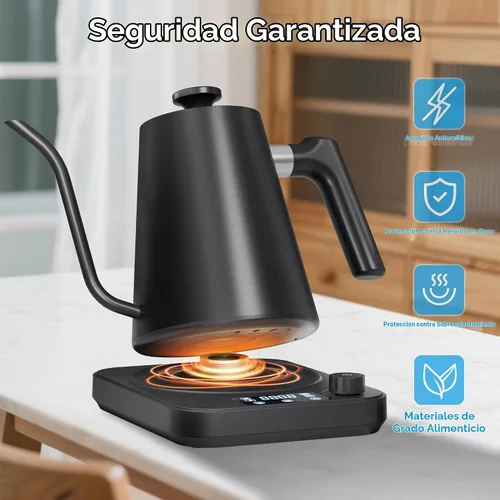 Vista 7 de Hervidor eléctrico de cuello de cisne, control de precisión de ±1 °F, ajuste de altitud inteligente, mantiene el calor 24 horas, memoria automática