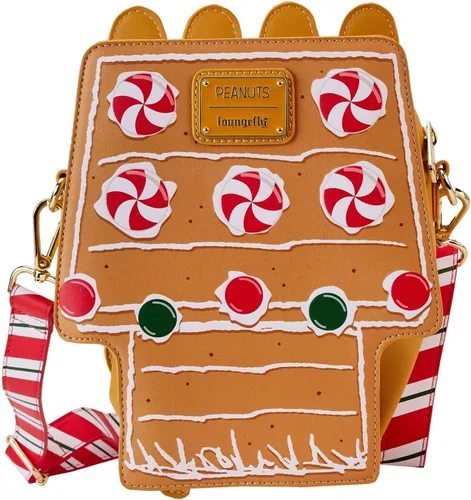 Vista 2 de Loungefly Peanuts Snoopy Gingerbread House Figural Crossbody Purse Snoopy