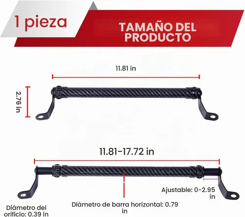 Vista 2 de 1 barra transversal para motocicleta, extensión de manillar ajustable de 11.8 a 17.7 pulgadas para soporte de montaje de teléfono, extensión