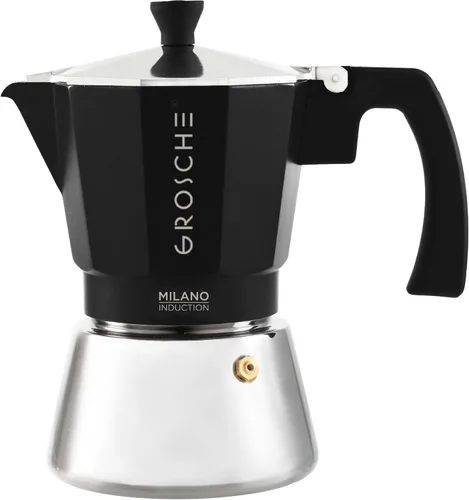 Vista 22 de GROSCHE Milano - Cafetera Moka para estufa, olla de expreso para 3 tazas de café, 5 oz, color negro - Cafetera cubana para estufa, cafetera Moka