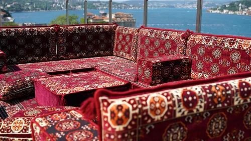 Vista 6 de arabicsofa Sofás seccionales en U hechos a mano – Asientos tradicionales en el suelo estilo Jalsa árabe