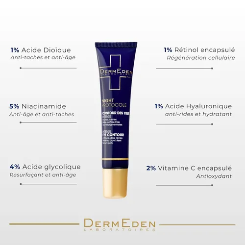 Vista 3 de DERMEDEN CREMA CONTORNO DE OJOS INTENSA NIGHT PROTOCOLE ANTI-AGE 15ML