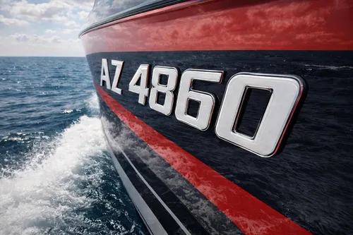 Vista 13 de Números de registro de barco 3D convexos y letras, serie deportiva (centro negro/cromado, 16)