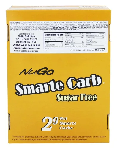 Vista 2 de NuGo Nutrition Smarte Carb Barra de proteínas, mantequilla de maní crujiente, 12 barras, 1.83 oz (52 g) cada una