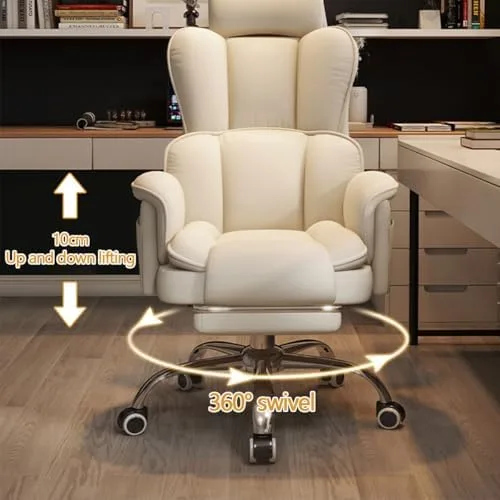 Vista 3 de Big & Tall Executive Office Chair - Ergonomic High Back Leather Chair with Armrests, Footrest, Adjustable Height & Tilt Lock, Lumbar Support for