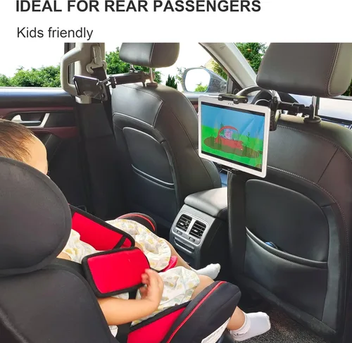 Vista 2 de Timewall Soporte universal para reposacabezas de automóvil, asiento trasero, soporte universal para teléfono celular, ángulo giratorio de 360°