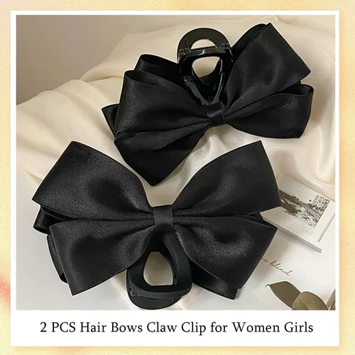 Vista 3 de Pinzas Premium para el Cabello para Mujeres: Pinzas de Garra con Lazo para Cabello Grueso y Delgado, Pinzas Grandes Antideslizantes con Lazo en Negro