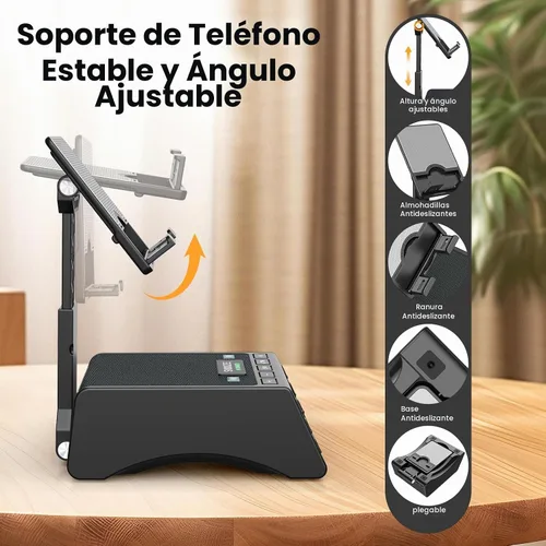 Vista 4 de JTEMAN Regalos para hombres y mujeres, soporte para teléfono celular con altavoz Bluetooth inalámbrico, accesorios de cocina ajustables Cool Tech