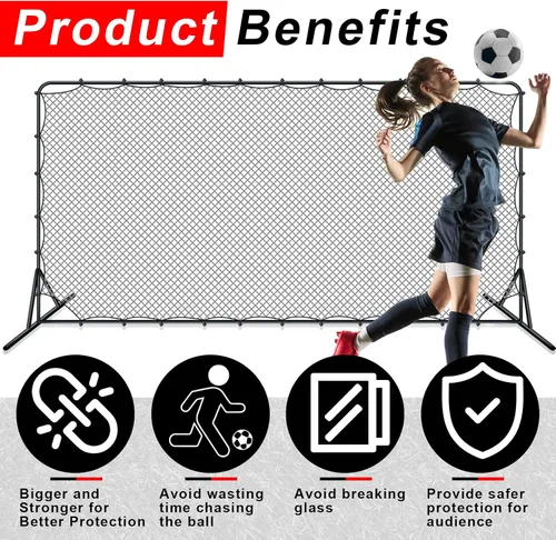 Vista 4 de Outus Red de rebote de fútbol portátil de 12 x 6 pies, equipo de entrenamiento de fútbol para fútbol, tenis, voleibol, voleibol, práctica