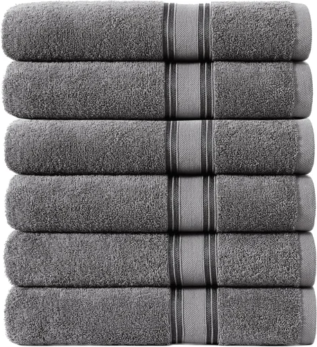 Vista 82 de LANE LINEN Juego de toallas de baño de lujo, 3 piezas, 100% algodón, secado rápido, extra aborbentes, juego de toallas súper suaves, 1 toalla de Gris