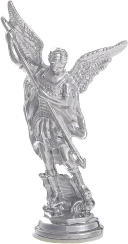 Vista 9 de KOMI Estatua de San Benito Sosteniendo Cruz y Regla Decoraciones para Tablero del Automóvil Bendice Regalo de Seguridad de Conducción