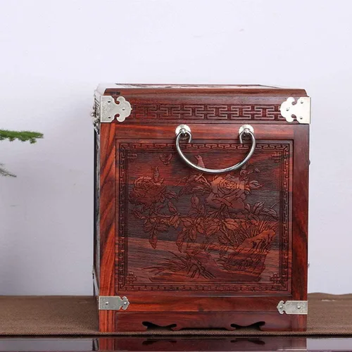 Vista 7 de INKTUS Joyero, caja de anillos de madera, caja de almacenamiento de joyería antigua, joyería hecha a mano, gran capacidad, decoración de vestidor