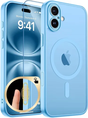 Vista 181 de zapica Funda magnética para iPhone Air, con protector de pantalla de vidrio templado, compatible con MagSafe, translúcida mate, a prueba de golpes