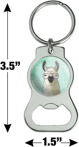 Vista 3 de HIP Llama con anteojos Botella Cap abridor Llavero