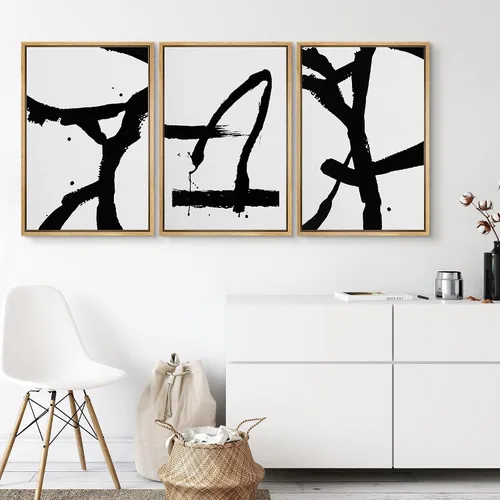 Vista 210 de SIGNWIN Lienzo enmarcado para pared, juego de arte pastel con cadena montañosa, bosque, niebla, naturaleza silvestre, ilustraciones modernas, arte