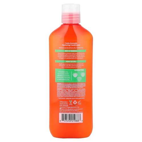 Vista 2 de Cantu Acondicionador de crema hidratante de aguacate, sin sulfatos, 13.5 onzas